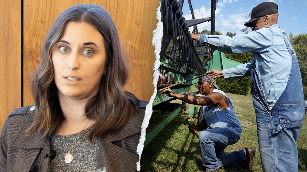 Hallie Shoffner across from American farmers
