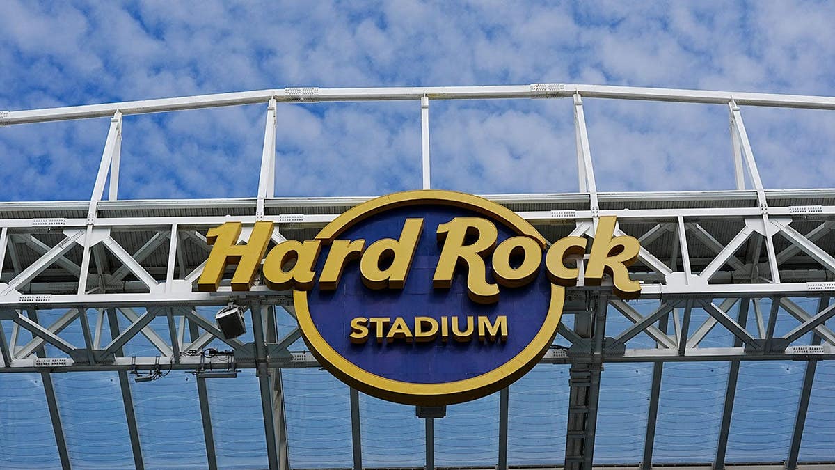 Hard Rock Stadium signage displayed on exterior.