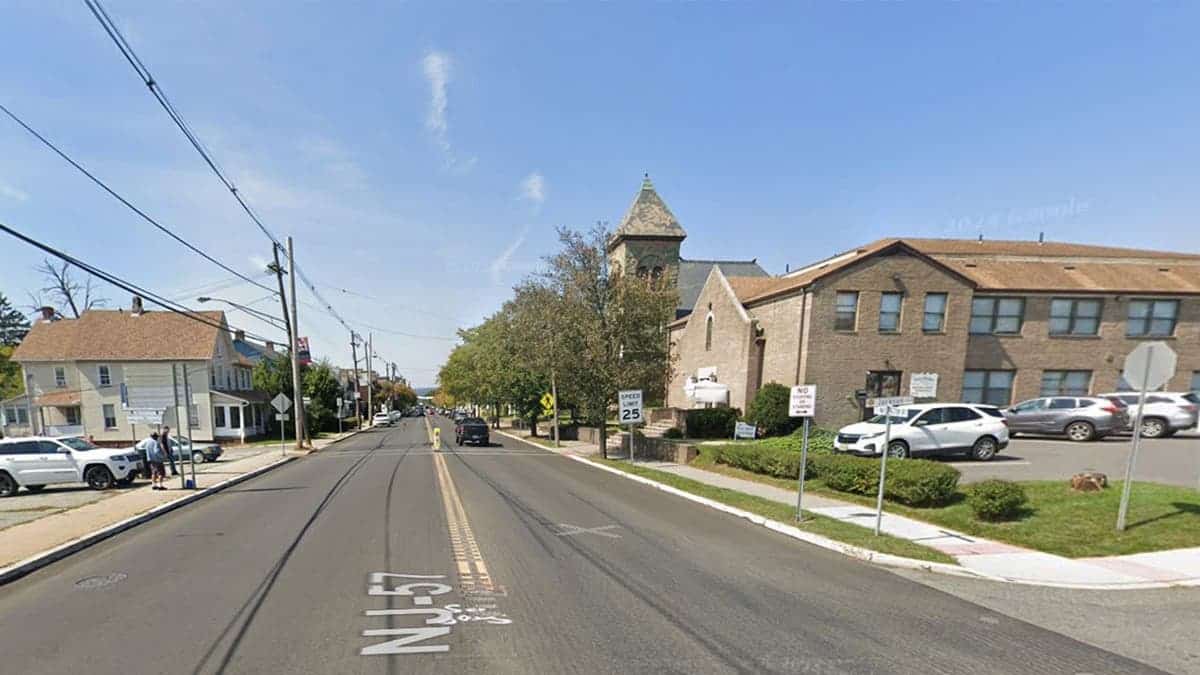 image shows busy street of local New Jersey town
