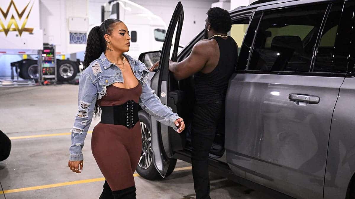 Jaida Parker looks on during Monday Night RAW at Fiserv Forum.