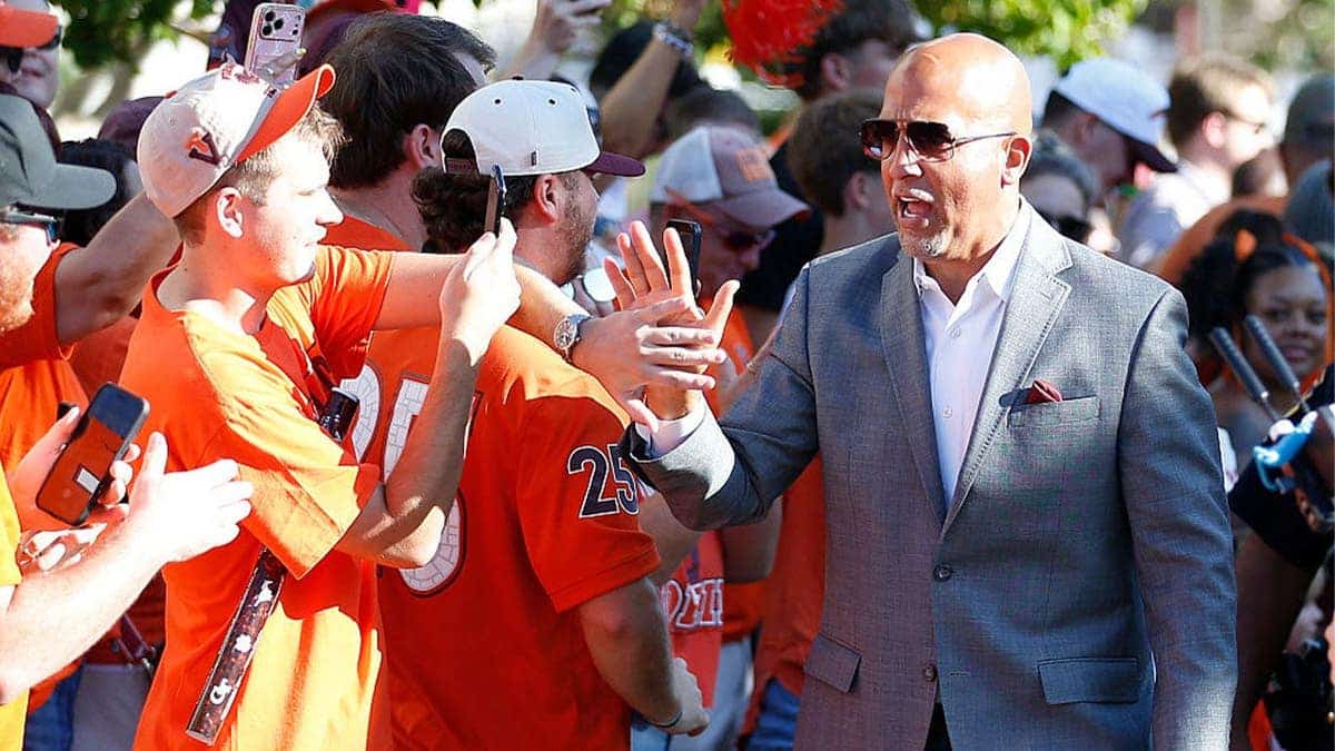 Virginia Tech Hokies head coach James Franklin greets fans