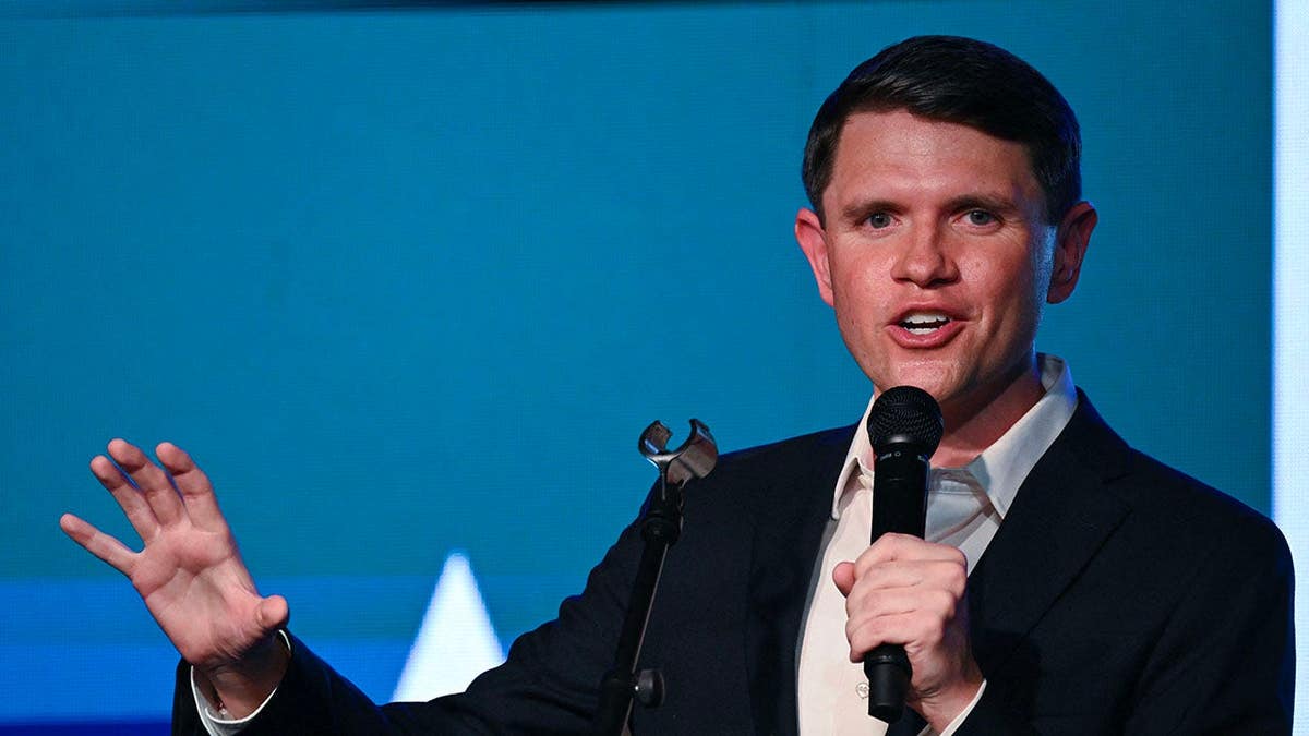 Democrat candidate James Talarico speaking at a rally in San Antonio Texas