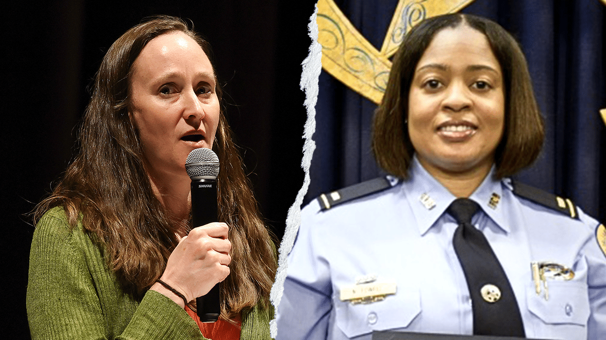 Mayor Katie Wilson across from Assistant Police Chief Nicole Powell