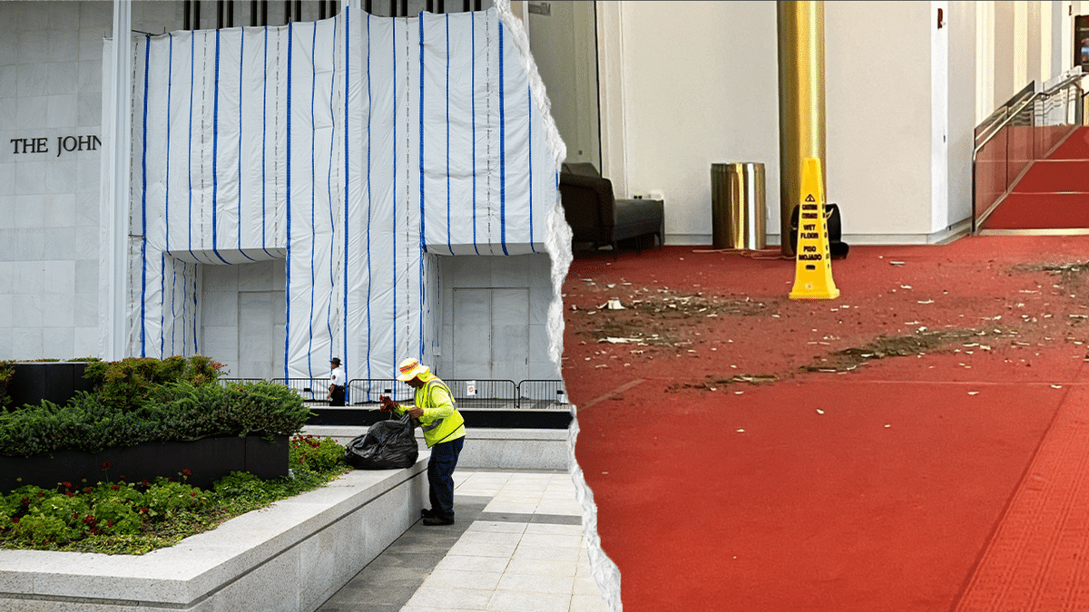 A section of the Kennedy Center’s ceiling collapsed into the main hall Friday evening.