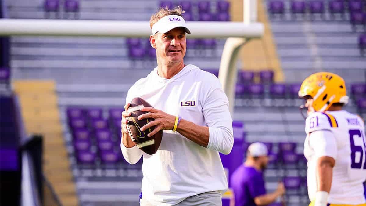 Head coach Lane Kiffin of the LSU Tigers