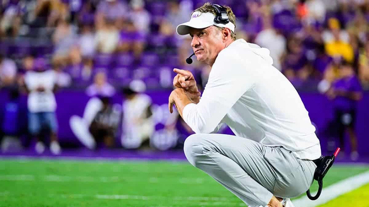 Head coach Lane Kiffin of the LSU Tigers