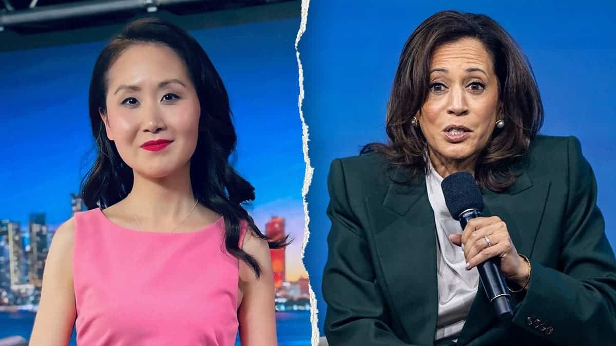 Lindy Li, left, pictured alongside Kamala Harris, right