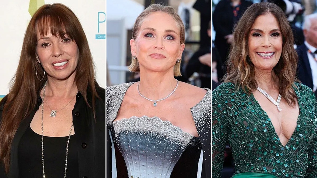 Mackenzie Phillips, Sharon Stone, Teri Hatcher split image