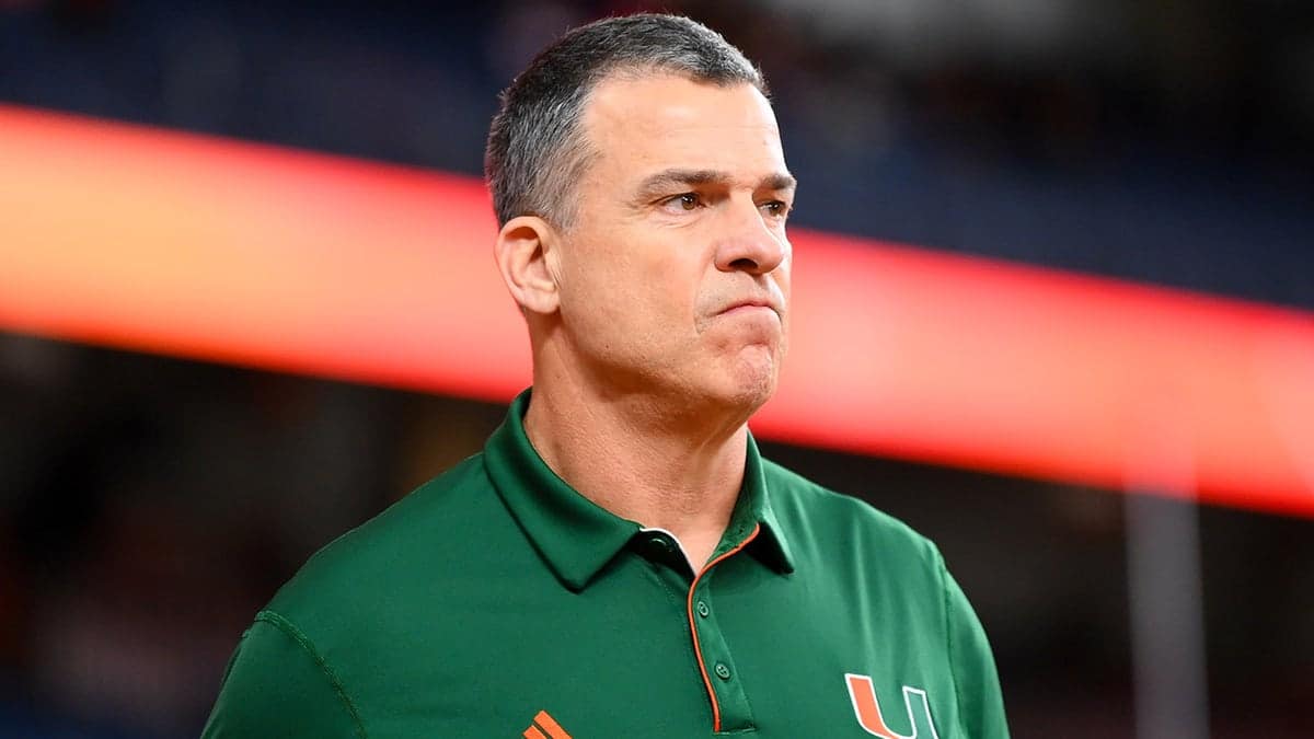 Miami Hurricanes head coach Mario Cristobal looks on prior to the game against the Syracuse Orange at the JMA Wireless Dome.