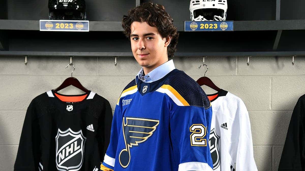 Matthew Mayich poses for a portrait after being selected by the St. Louis Blues.