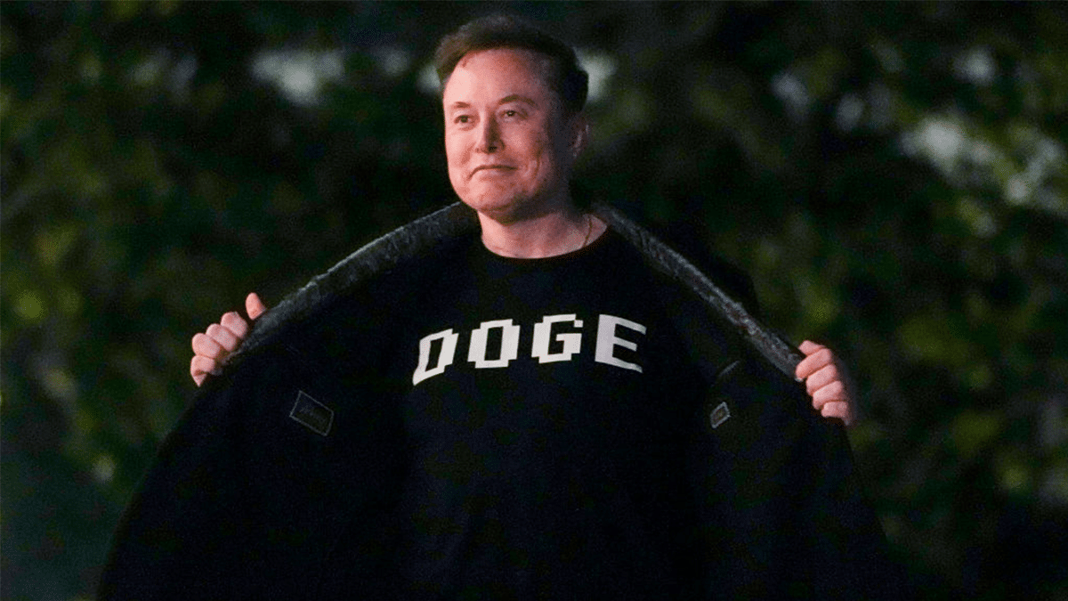 Musk in a DOGE shirt
