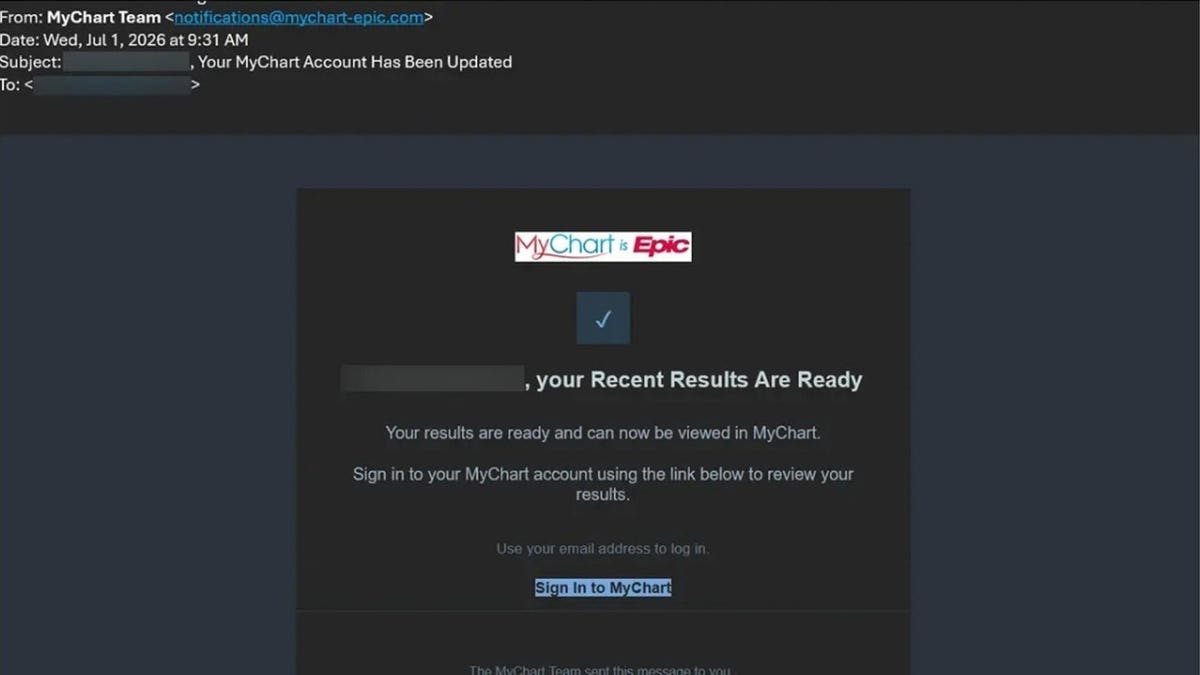 A fake email shows how the scam can appear in an inbox.