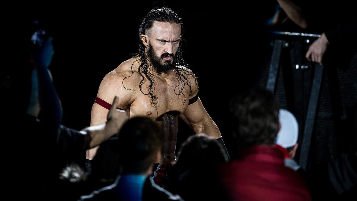 Neville arrives at the WWE Live Duesseldorf event at ISS Dome.