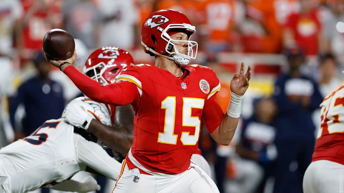 Patrick Mahomes looks to throw