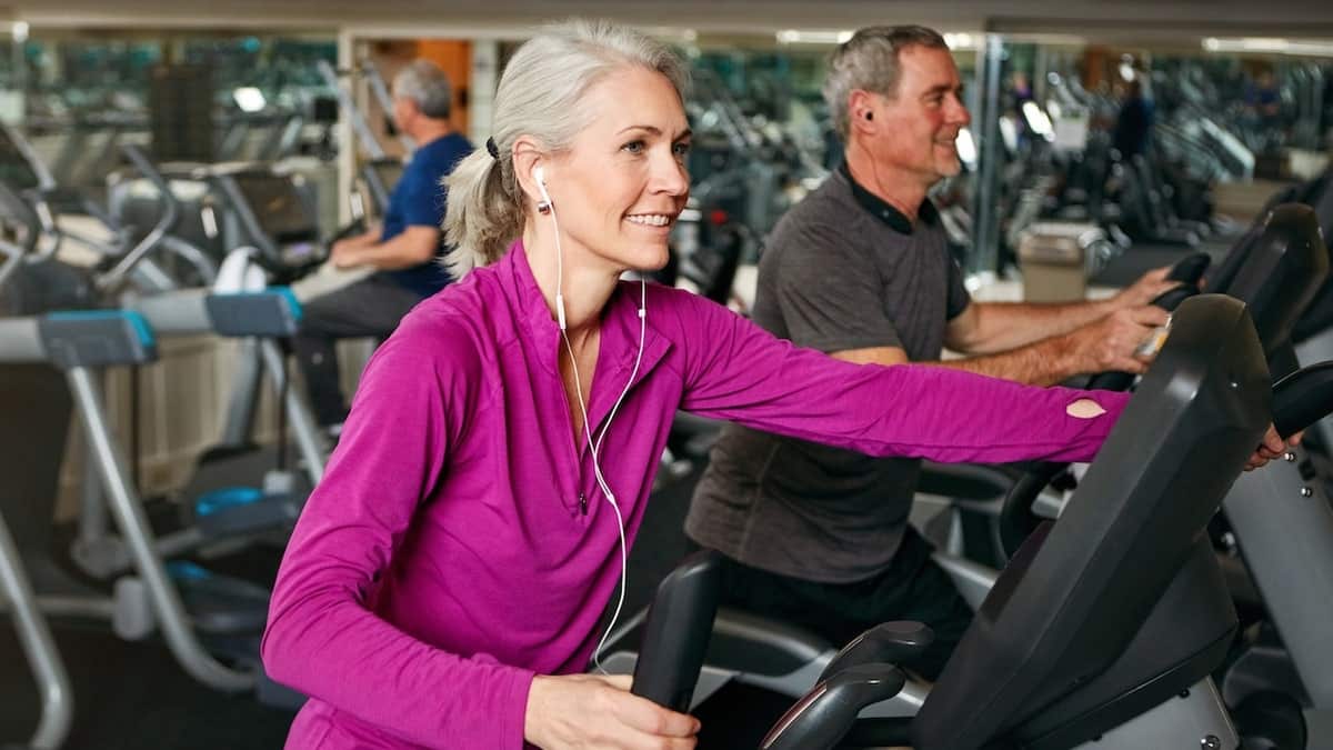 Older couple exercising