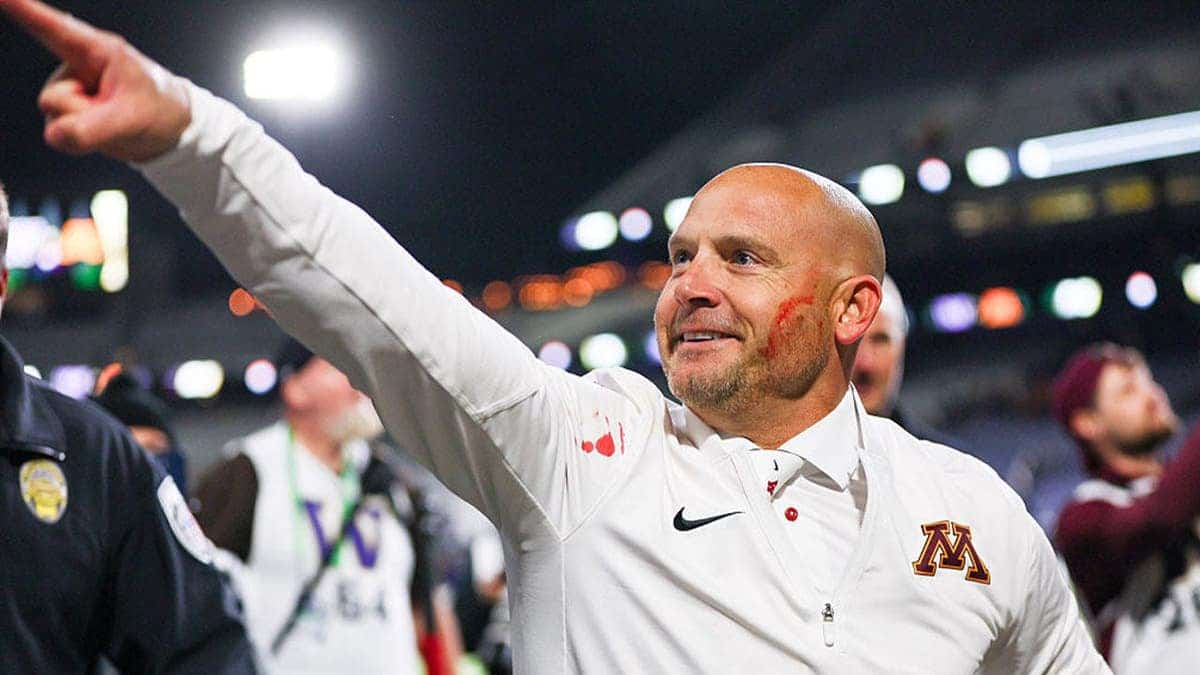 Head coach P. J. Fleck of the Minnesota Golden Gophers