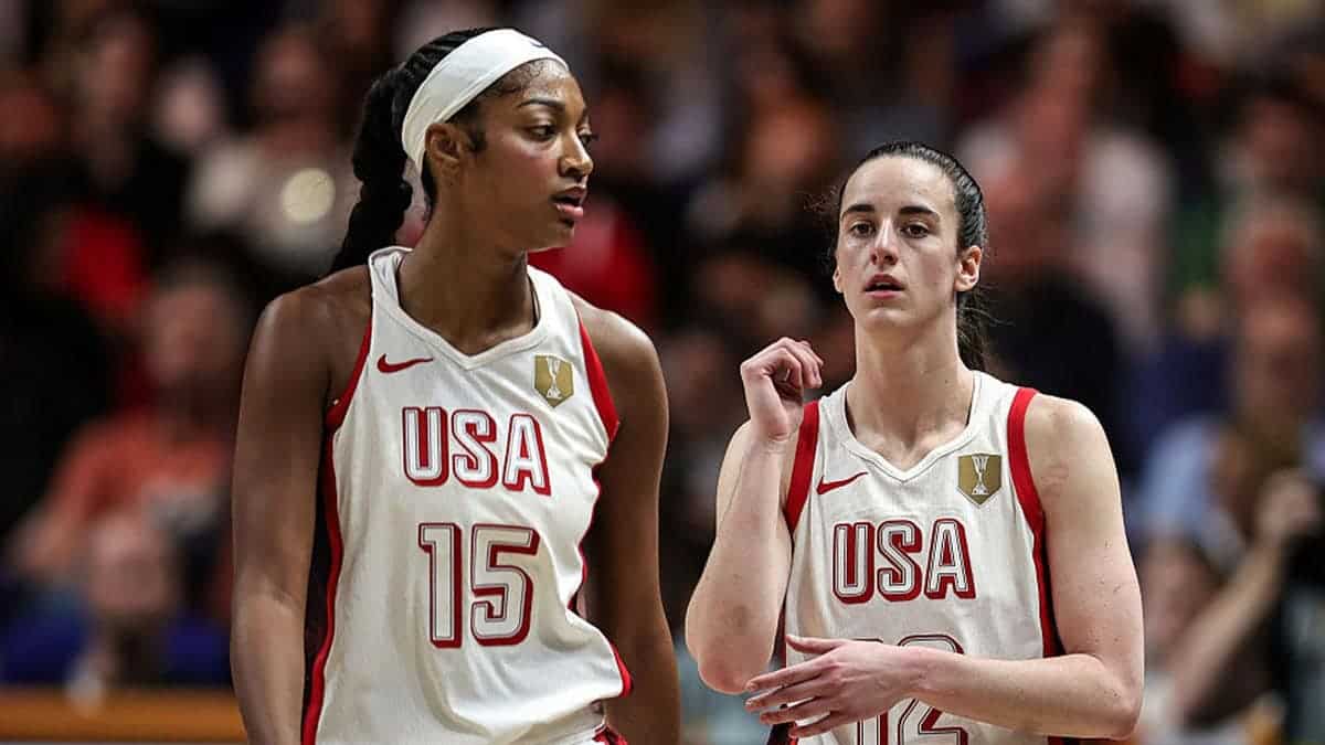 Caitlin Clark of USA, Angel Reese of USA