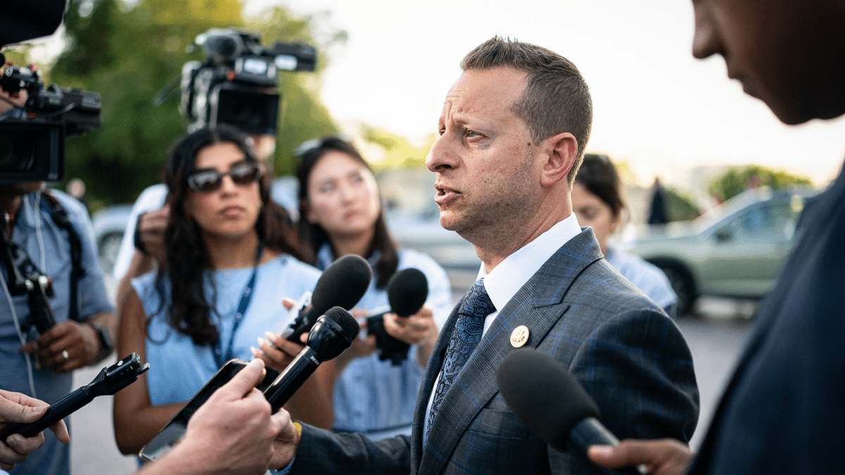Rep. Jared Moskowitz, D-Fla., speaks to reporters on Capitol Hill.