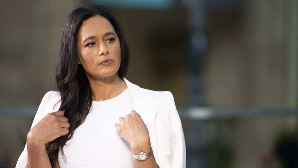 Rula Jebreal, Palestinian journalist, speaks during a conference in Parma, Italy.