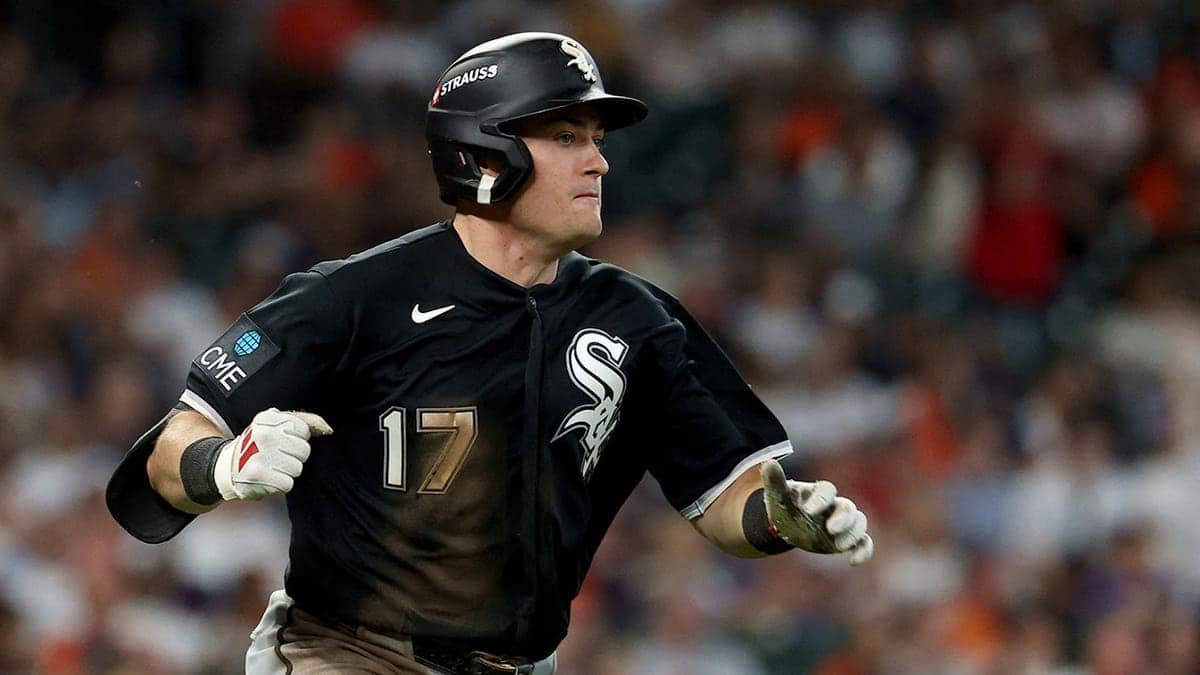 Sam Antonacci hits a single during the second inning at Daikin Park.