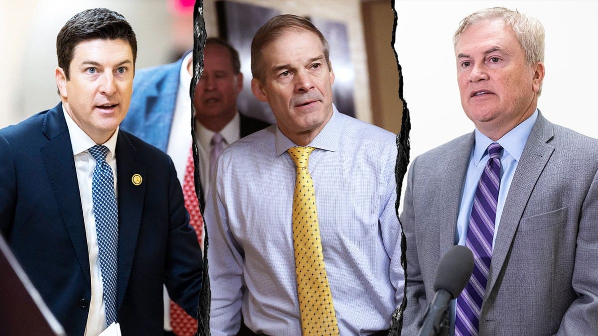A split image of Reps. Bryan Steil, Jim Jordan, and James Comer