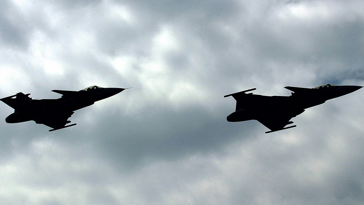 Swedish Jan-39 Gripen jet fighters