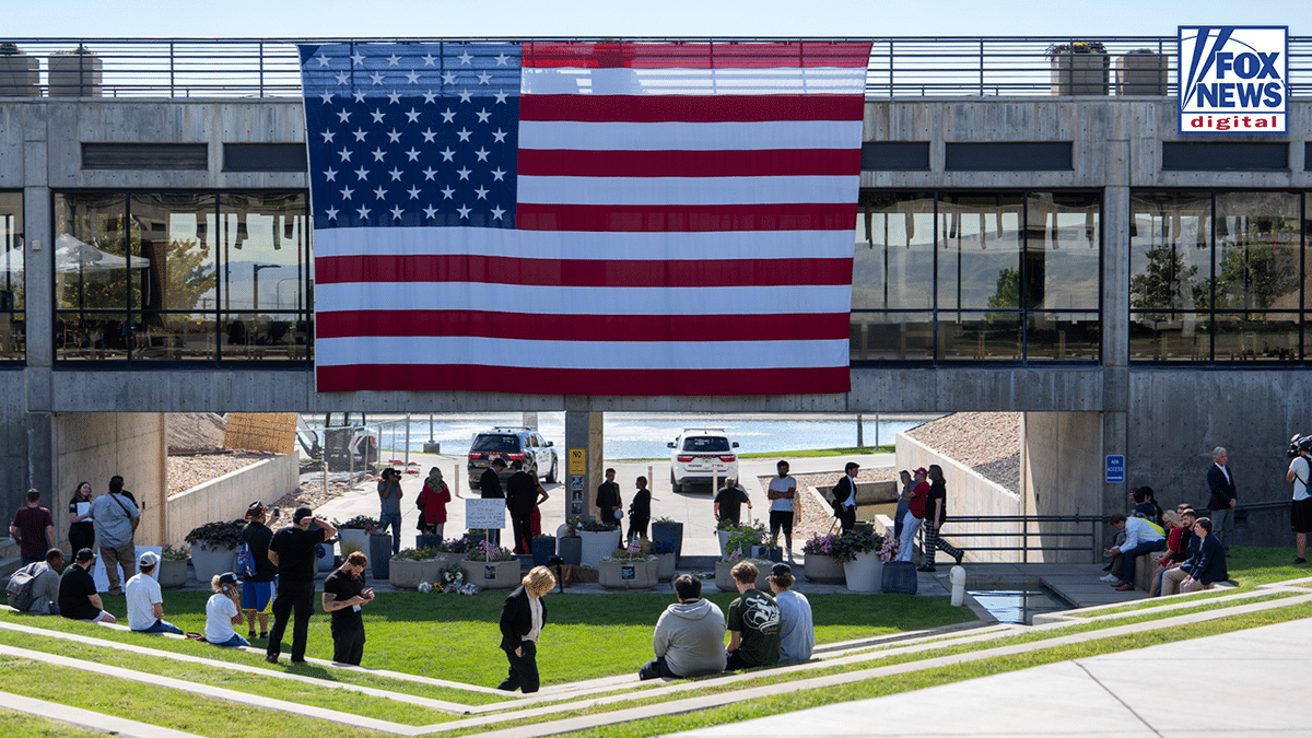 A view of the location where Charlie Kirk was shot one year ago.