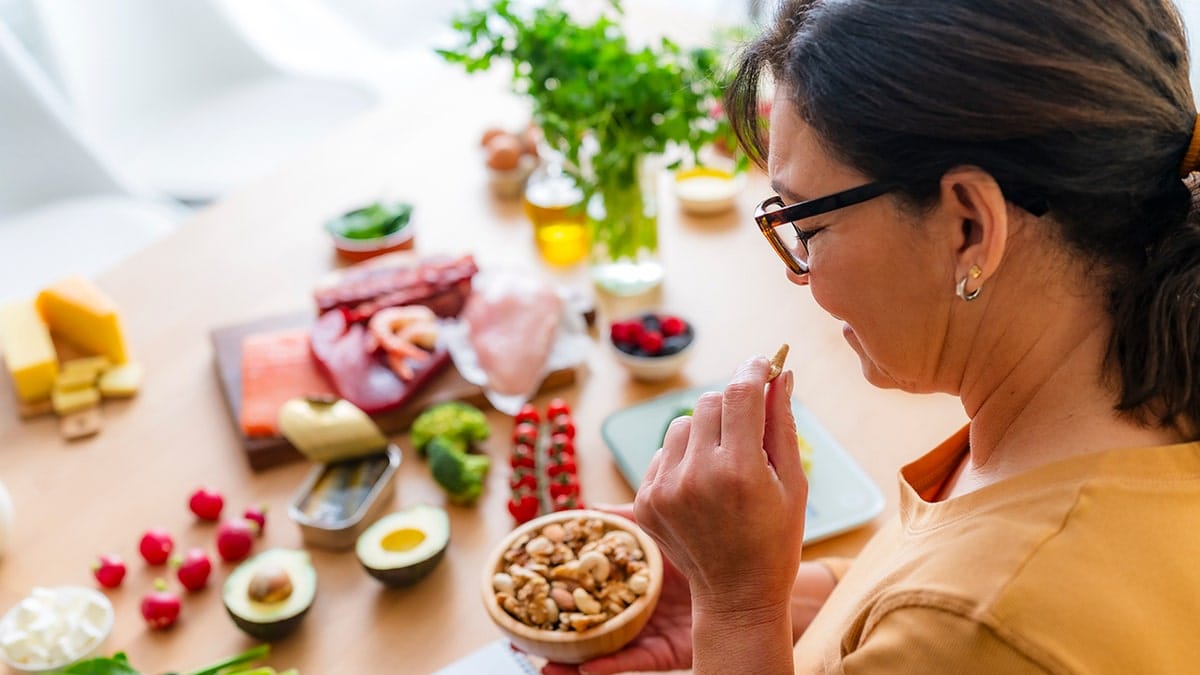 woman eating a keto meal