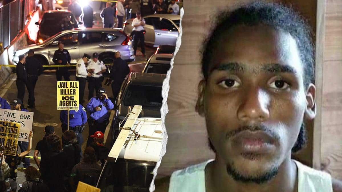 Left: Protesters near the scene where a man was shot by Immigration and Customs Enforcement (ICE) in New York City on Oct. 8, 2026; Right: Oscar Belgal.