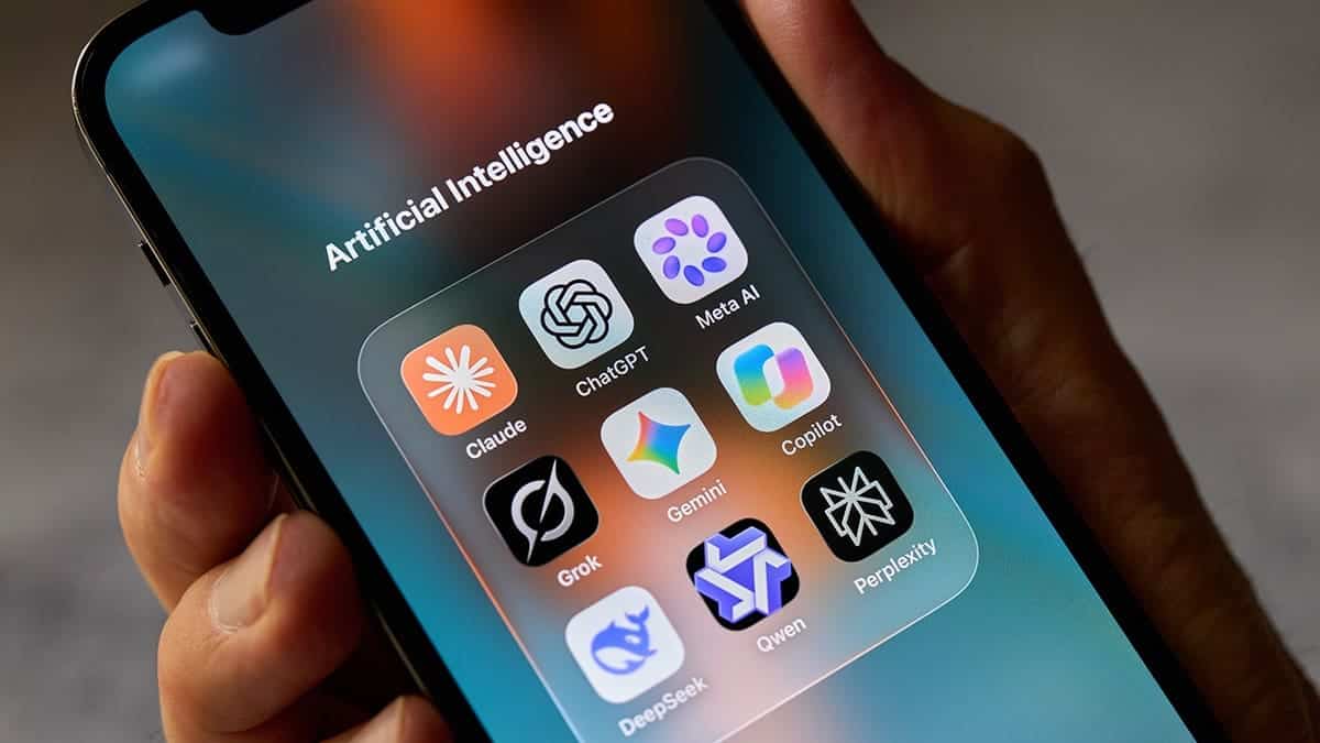 Person opening AI apps on their smartphone.