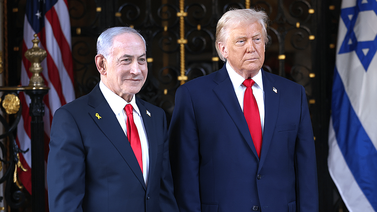 President Donald Trump welcomes Israeli Prime Minister Benjamin Netanyahu at Mar-a-Lago.