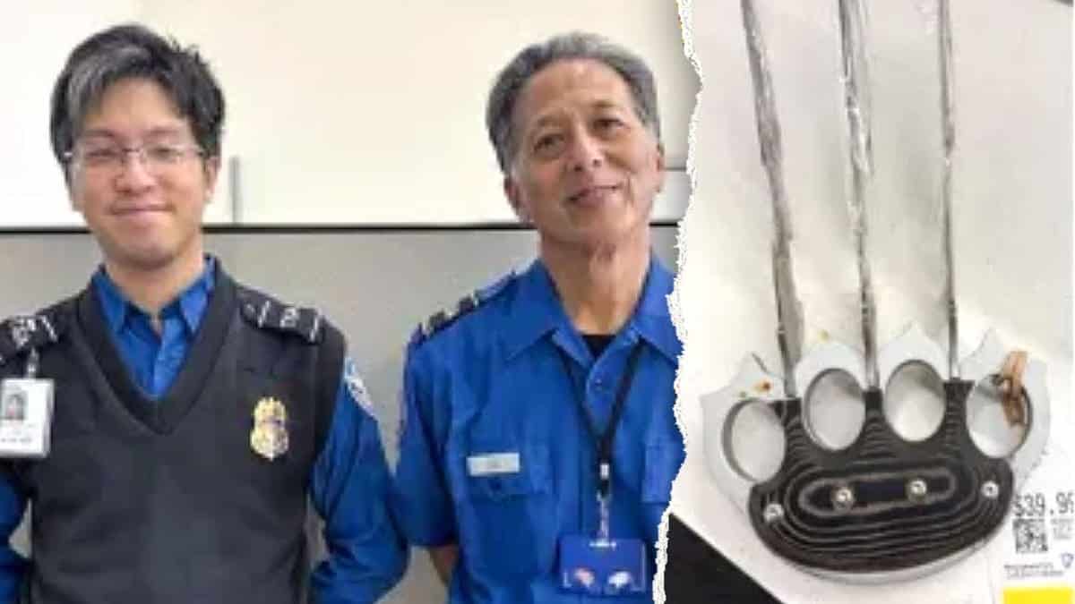 TSA officers and dangerous object found in airport security screening