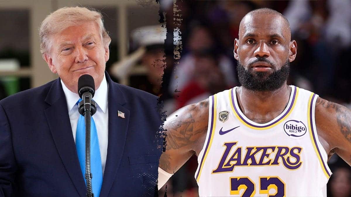 Donald Trump and LeBron James in a split image