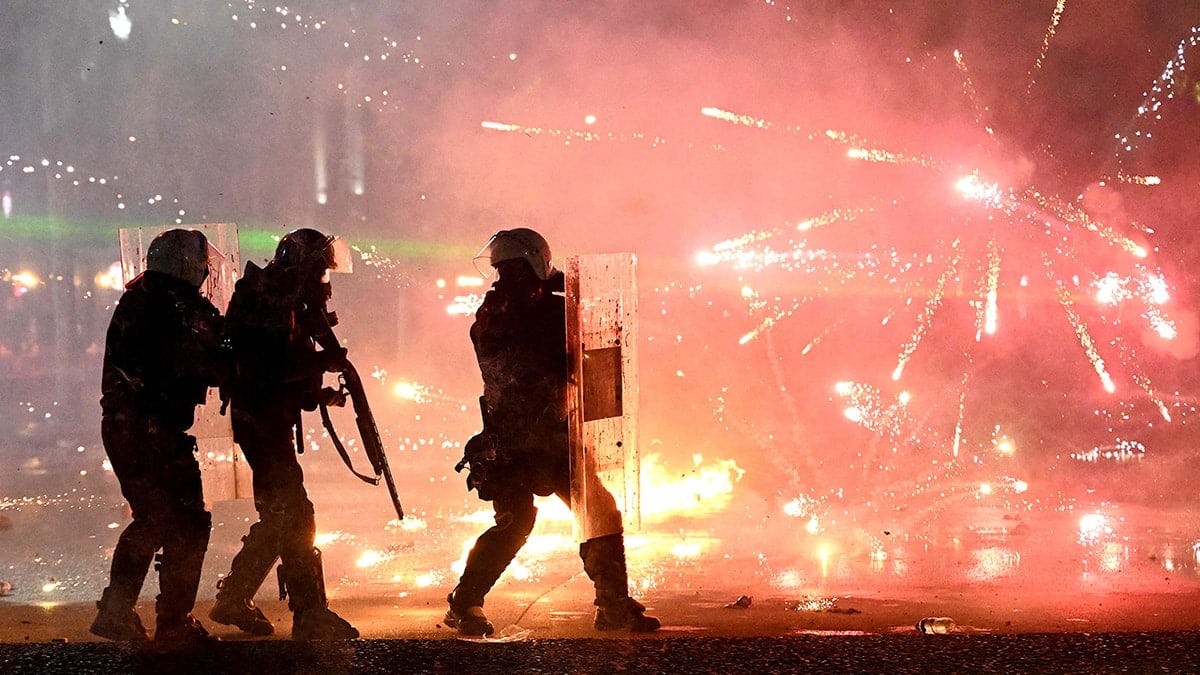Albanian police under attack