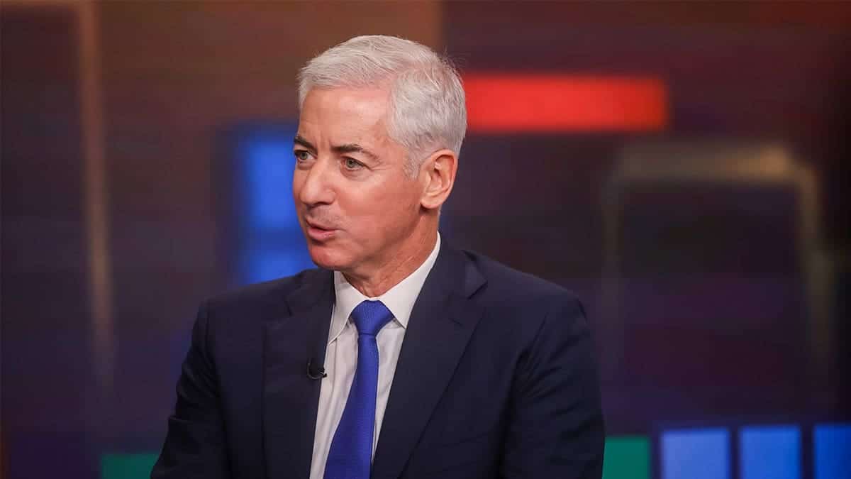 Bill Ackman speaks during a Bloomberg Television interview in New York.