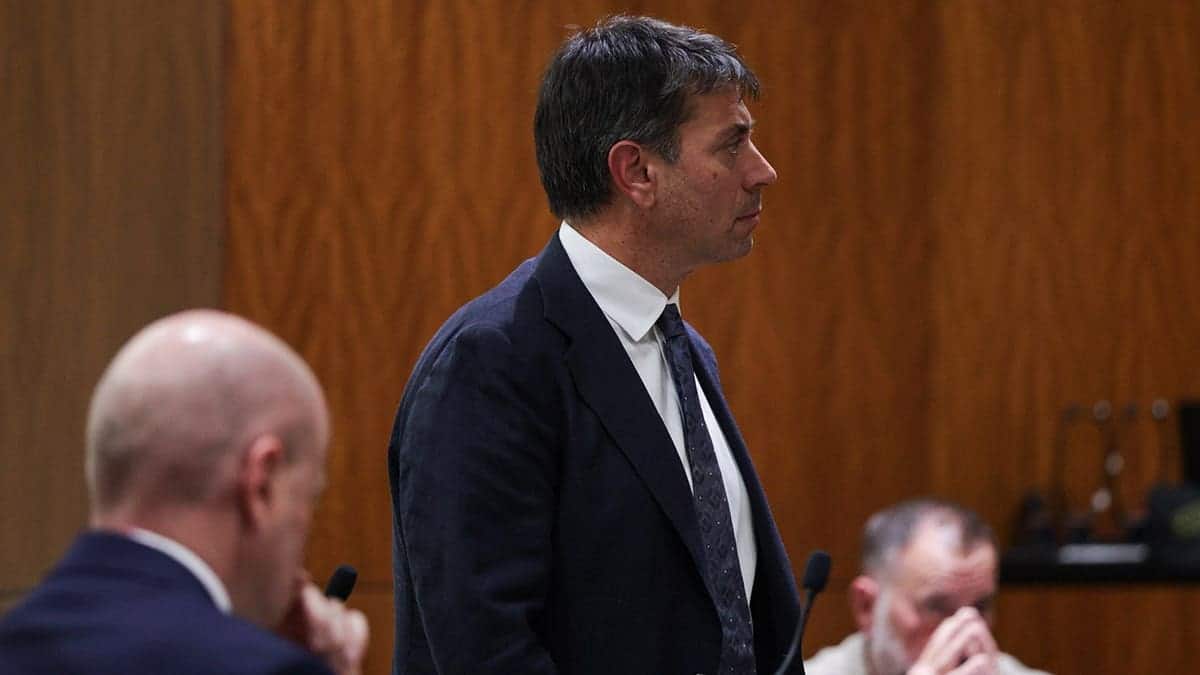 Jeffrey Adam Nieman, attorney for Erika Kirk, sits in a courtroom during a pretrial hearing.