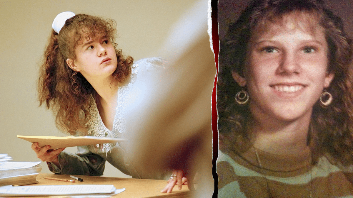 Christa Pike at her murder trial in 1995, left, and Colleen Slemmer, the young woman she was convicted of torturing and killing, on the right.