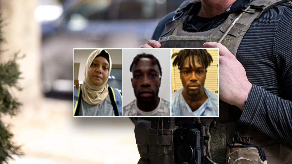 Three mugshots of individuals arrested as part of a nationwide operation targeting illegal immigrants accused of fraudulently obtaining Supplemental Nutrition Assistance Program (SNAP) benefits.