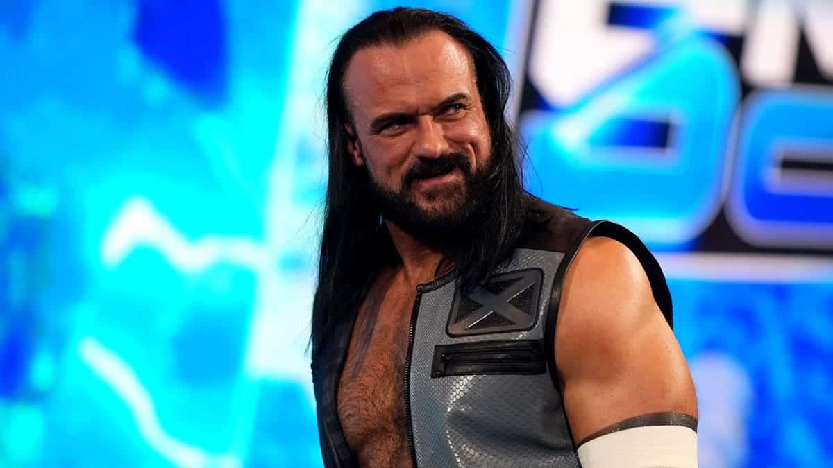 Drew McIntyre looks toward the ring during SmackDown at PPG Paints Arena.