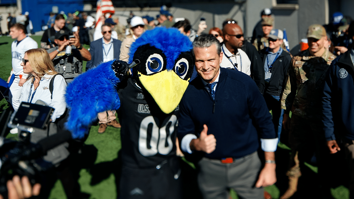 Pete Hegseth and Air Force mascot