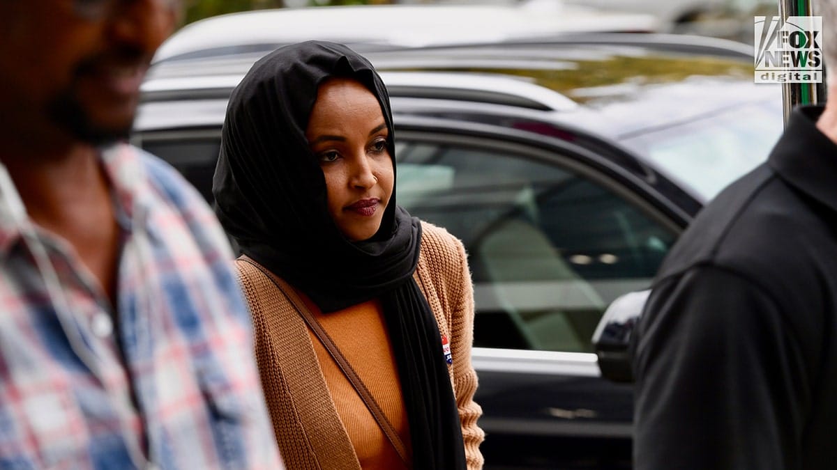 Rep. Ilhan Omar arrives to Karmel Mall of Somalia to attend Friday prayers at Karmel Masjid in Minneapolis. Minn.. Friday, October 23, 2026. (Rashid Umar Abbasi for Fox News Digital)