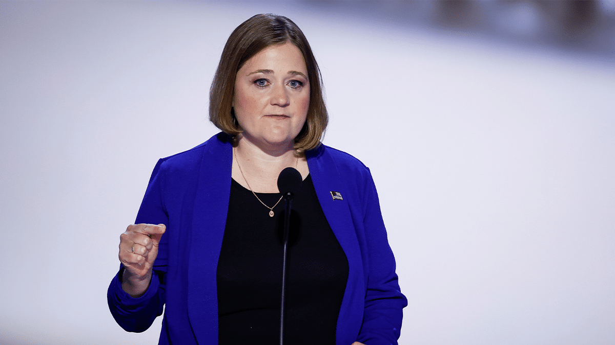 Iowa Attorney General Brenna Bird speaks on stage on the second day of the Republican National Convention at the Fiserv Forum on July 16, 2024 in Milwaukee, Wisconsin.