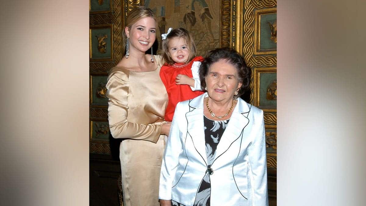 Ivanka Trump holding Kai Trump with her grandmother Marie.