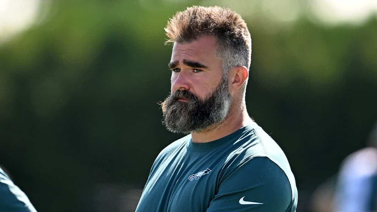 Jason Kelce stands during Philadelphia Eagles training camp.