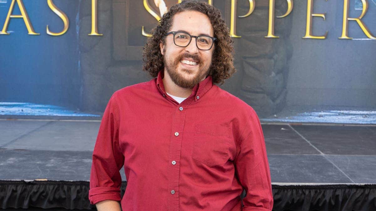 Jordan Walker Ross stands on the red carpet at The Chosen season 5 premiere.