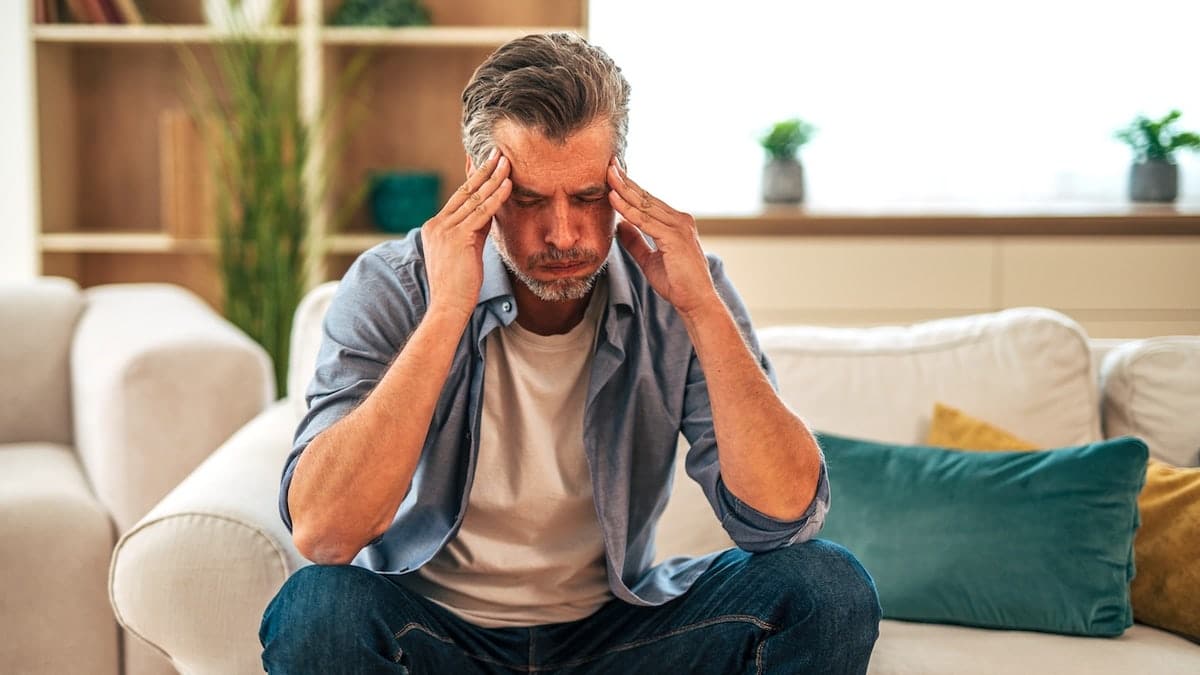 Man stressed and overwhelmed