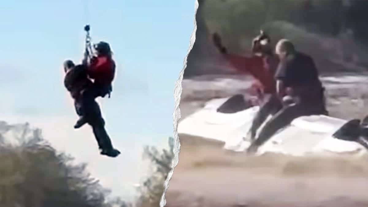 The Maricopa County Sheriff’s Office Fox 1 aviation crew carries out a hoist rescue