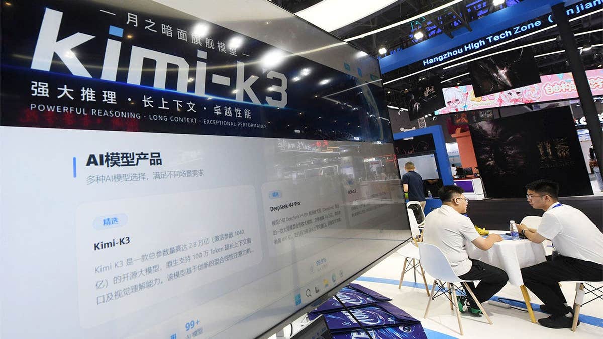 Moonshot AI's Kimi-K3 artificial intelligence model is displayed at the Global Digital Trade Expo in Hangzhou, China