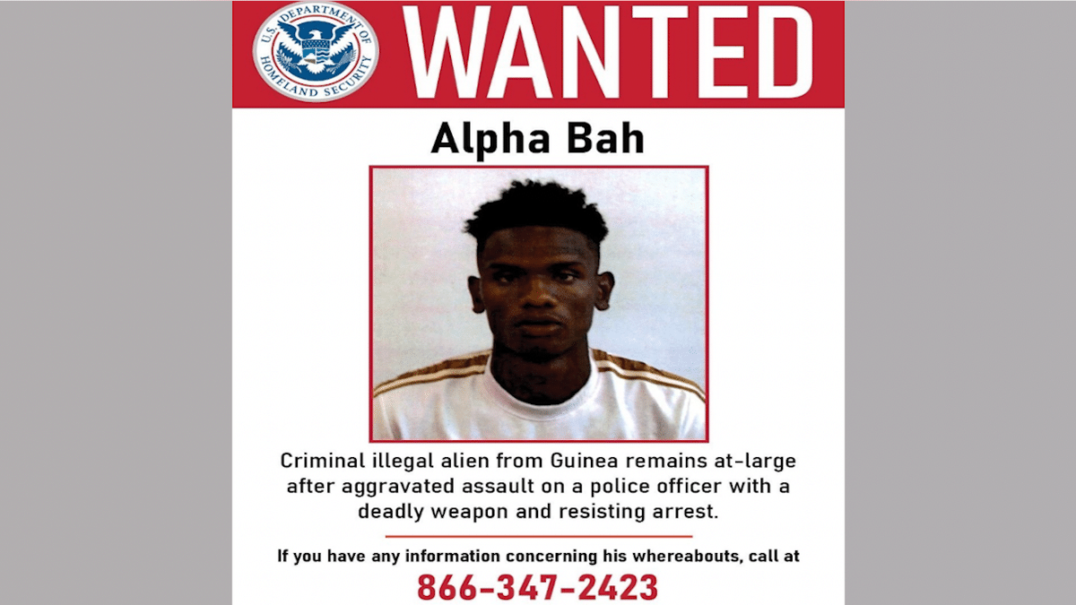 Wanted poster of Alpha Bah