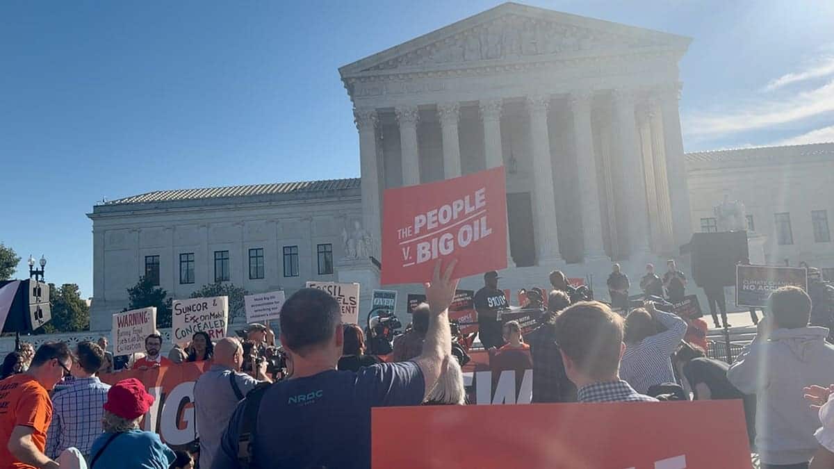 Climate activists protesters Suncor v. Boulder.